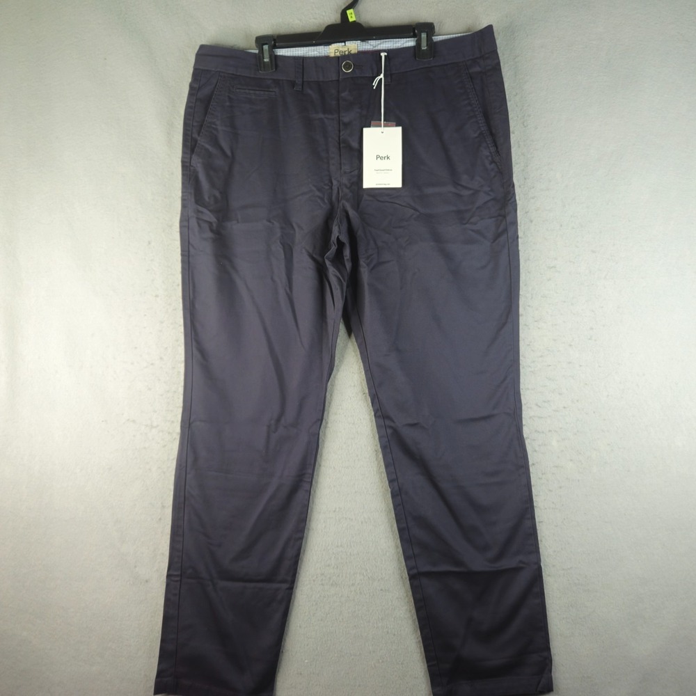 PERK Pants Mens 40x32 Ink Blue Feel Good Slim Fit Chinos Stretch Golf Office NWT